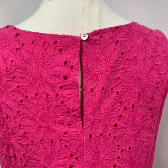 Sigrid Olson Pink Floral Eyelet Dress Sleeveless 100% Cotton Womens L New Spring - Picture 12 of 14